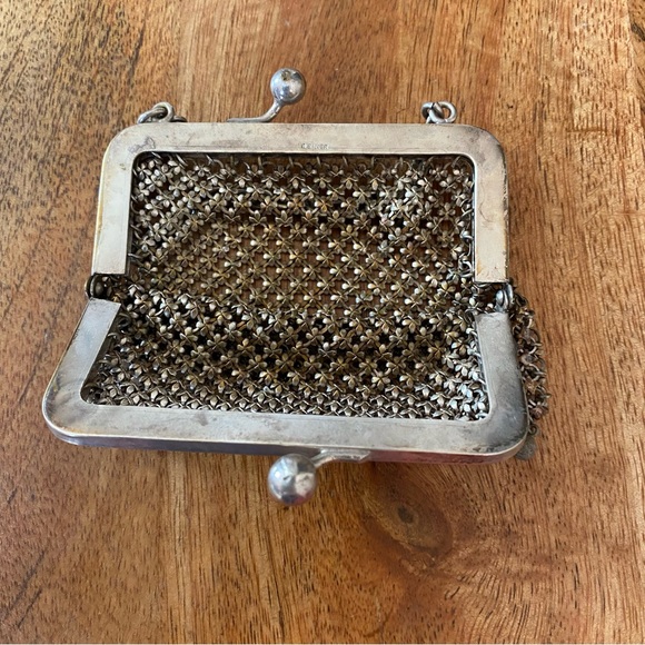 1900s Antique German Silver Chain Mail Purse Kiss Lock Closure - Picture 2 of 13